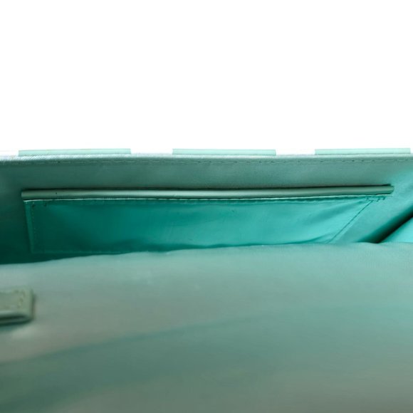 Darling London Matilda Bag Duck Egg Green White Polka Dot Bow Clutch Crossbody - Picture 12 of 16